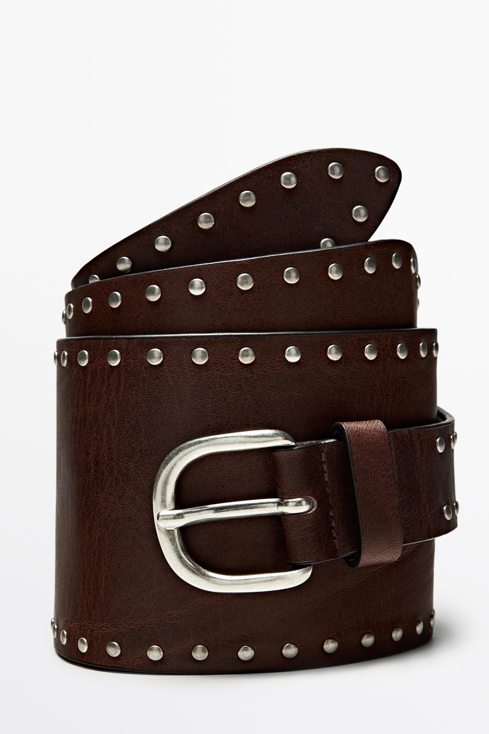 Ceinture en cuir nappa à clous